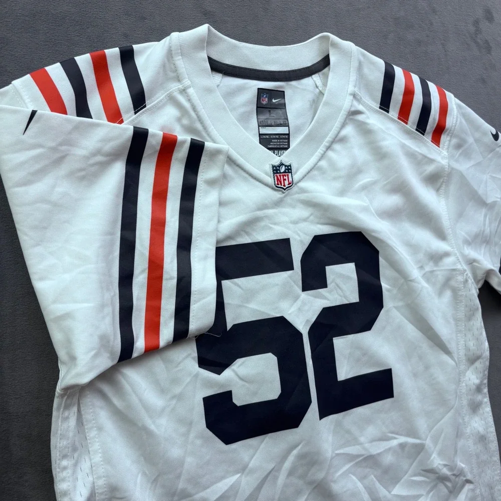 Nike Chicago Bears Khalil Mack 52 NFL Jersey Youth Large White 03/2019 PO#37651